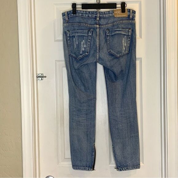 One Teaspoon Thrashed Free Birds Ankle Zip Denim Jeans Size 25 - Picture 2 of 11